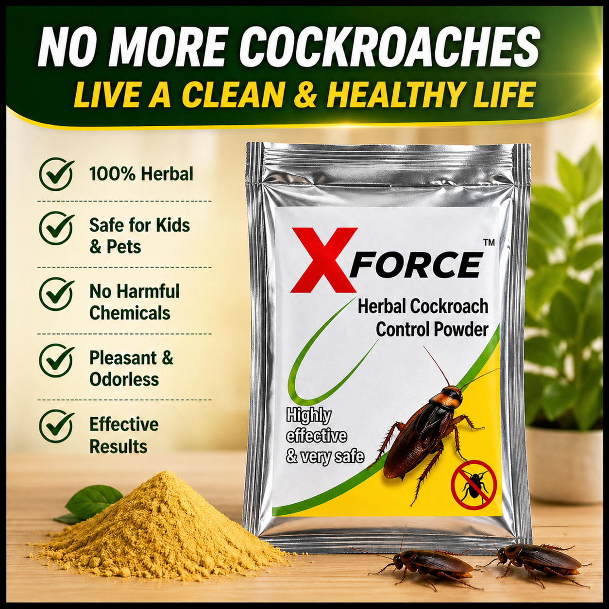X Force Herbal Cockroach Control Powder (Pack Of 2 )