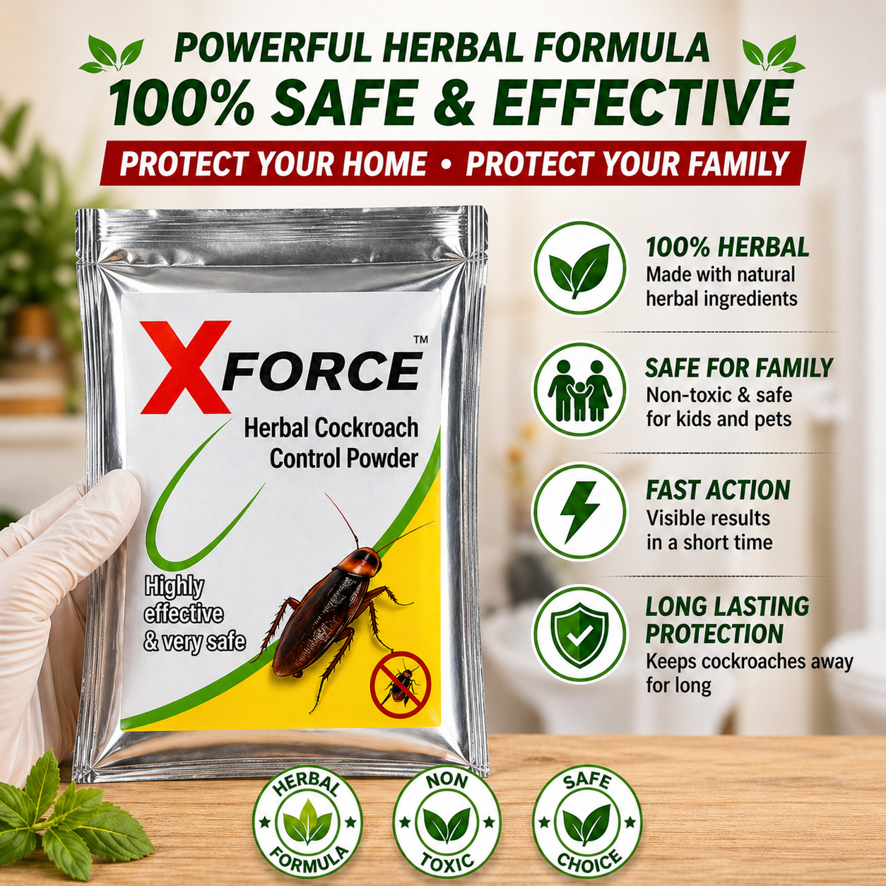 X Force Herbal Cockroach Control Powder (Pack Of 2 )