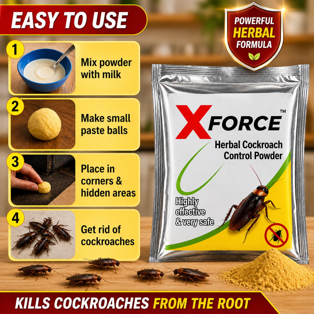 X Force Herbal Cockroach Control Powder (Pack Of 2 )