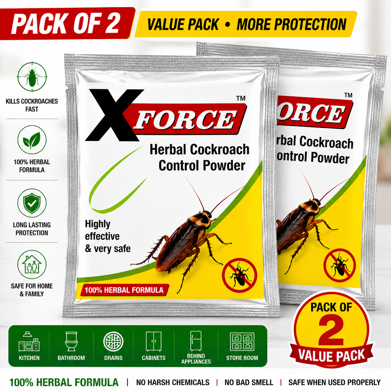 X Force Herbal Cockroach Control Powder (Pack Of 2 )